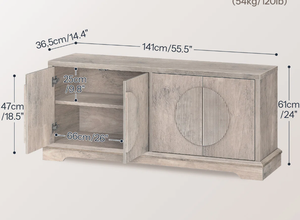 Aparador Moderno Retro Vintage Industrial de Madera de Mango Reciclada con 3 Puertas y Estructura de Hierro para Comedor, Hogar o Cocina - Product Image 5