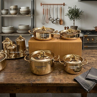 Ensemble de cuisine élégant en argent martelé, casseroles et poêles de designer avec couvercles en forme de citrouille, batterie de cuisine haut de gamme 4 pièces, idéal comme cadeau pour la cuisine