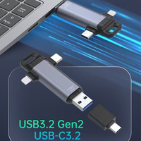 USB Flash Drive sidik jari 3-in-1, desain baru Logo kustom kecepatan tinggi 64GB 128GB 256GB USB 3.1 GB