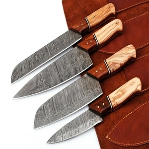 Ensemble de couteaux de chef professionnels de style japonais en 5 pièces, fabriqués à la main en acier carbone, manche en bois durable, artisanat en acier multifonctionnel - Product Image 3