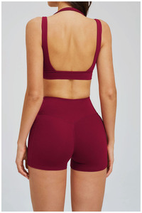 Sujetador deportivo de yoga halter personalizado, sostenible, reciclable, de alta elasticidad, sin espalda, de Spandex, Poliéster y Algodón, color liso, con sensación de segunda piel y transpirable - Product Image 6