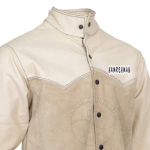 Chaqueta de Soldadura de Cuero Vacuno Premium para Hombre, Chaqueta de Soldadura con Respaldo de Algodón FR, Resistente al Calor y las Llamas - Product Image 4