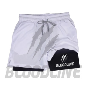 Shorts de sport Bermuda en PU camouflage bleu pour homme BLOODLINE, taille mi-haute élastique, séchage rapide avec logo frontal - Product Image 6