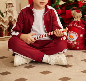 Ensemble uniforme scolaire en tricot polyester rouge pour garçons, vêtements d'école primaire - Product Image 3
