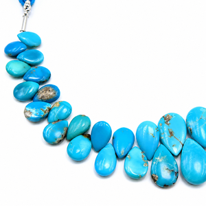 Natural Arizona Turquoise Pear Teardrop Shape <b>Beads</b> Strand Arizona Turquoise Gemstones <b>Beads</b> Jewelry Making - Product Image 1