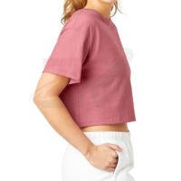 T-shirt court ample à manches courtes et col rond pour femme, idéal pour la gym, le fitness, l'entraînement, le streetwear et la course à pied
