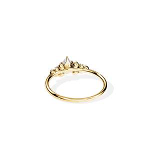 Anillo de compromiso de oro de 14k para mujer con diamante talla pera y engaste floral estilo floral - Product Image 4
