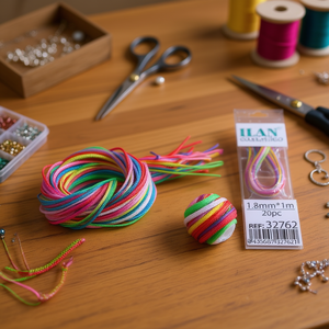 Corda in plastica intrecciata ILAN 1,8 mm x 1 m multicolore per artigianato e creazione di gioielli - Product Image 2