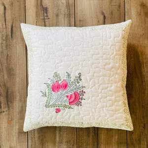 Funda de Cojín Cuadrada Decorativa de Algodón con Estampado a Mano Indio, Acolchada, 40 x 40 cm - Product Image 1