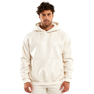 Veste à capuche en cuir PU de qualité supérieure pour homme, vêtement d'extérieur doux à capuche, streetwear décontracté, fabricant OEM ODM, vente en gros - Product Image 4
