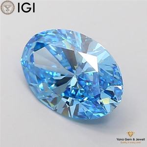 เพชรทรงรี CVD ผลิตในห้องปฏิบัติการ น้ำหนัก 2.50 กะรัต ได้รับการรับรองจาก IGI ความสะอาดระดับ VS1 สีฟ้าสดใสแฟนซี สำหรับแหวนสั่งทำสุดหรู - Product Image 3
