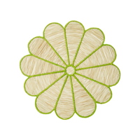 Set de table rond en forme de fleur, tissé à la main, couleur naturelle, motif floral, style moderne, pour la maison