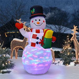 5 Foot Tall Snowman Inflatable Christmas Decoration with Colorful LED Lights Outdoor Holiday Yard Decorations - Product Image 1