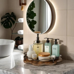 Elegante madera de mango moderno Lazy Susan tocadiscos multifuncional mesa de cocina despensa organizador de almacenamiento bandeja giratoria especias salsa - Product Image 4