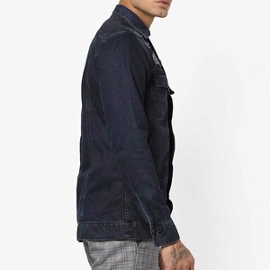 Men's Dark Blue <b>Denim</b> Jacket Turn-down Collar Casual Single Breasted Button Closure Washed Cotton <b>Material</b> Patch - Product Image 2