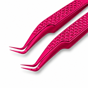 Pink Eyelash Tweezers with Smooth Tip and Diamond Texture Precision Tool - Product Image 2