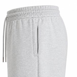 Shorts décontractés gris en coton pour hommes avec cordon de serrage, broderie personnalisée sur le devant, taille mi-haute, respirants, tissu personnalisé - Product Image 4