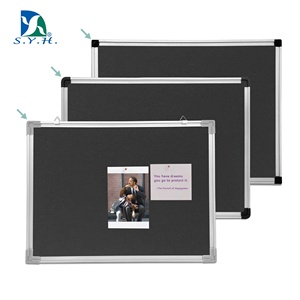Tablero de anuncios de tela de terciopelo negro con marco de aluminio de 45x60 cm, logotipo personalizado - Product Image 5