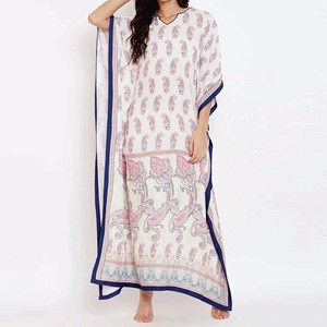 Vestido Largo de Gasa con Estampado Paisley para Mujer, Cuello en V, Manga Corta, Estilo Kaftán, para Eventos Nocturnos - Product Image 1