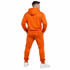 Conjunto Deportivo de Invierno para Hombre, Sudadera con Capucha de Forro Polar Naranja, Pantalones Deportivos, Ropa Deportiva para Gimnasio, Fitness y Entrenamiento, con Logotipo Personalizado - Product Image 5