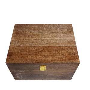 Grande boîte de rangement en bois rustique pour l'organisation de la maison, coffre en bois massif écologique pour le bureau, la cuisine, la chambre à coucher - Product Image 4