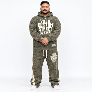 Survêtement unisexe écologique à capuche zippé avec motif en strass, veste en molleton épais et pantalon de survêtement ample, streetwear personnalisé - Product Image 3