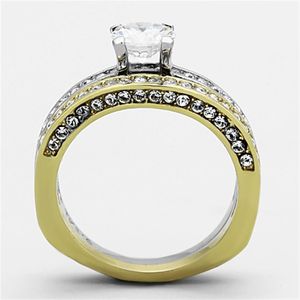 Anello in Acciaio Inossidabile Bicolore IP Oro (Ion Plating) con Zirconi Cubici di Grado AAA - Product Image 3