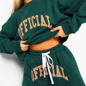 Femmes Sports actifs athlétique pull survêtement imprimé col rond vêtements de sport deux pièces survêtements ensemble en gros pour l'hiver - Product Image 5