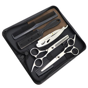 Kit de barbier professionnel, ciseaux, rasoir, peignes, ciseaux à cheveux en acier inoxydable, ensemble d'outils de coiffure pour salon de coiffure - Product Image 1