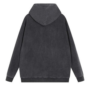Sweat-shirt à capuche pour homme, manches longues, couleur unie, style vintage, délavé, simple et tendance, collection automne, personnalisable pour fabricants de vêtements - Product Image 2