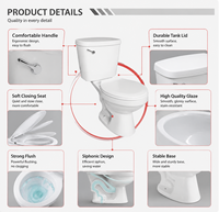 WC économique à siphon en S, deux pièces, à double chasse, en céramique, pour salle de bain, 40HQ, 590 ensembles, Amérique du Sud, hôtel, à chasse lente