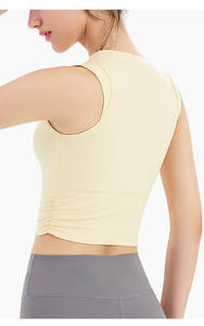 Sujetador deportivo de yoga para mujer con almohadillas, dobladillo ancho, alta sujeción, top sin mangas para correr - Product Image 4