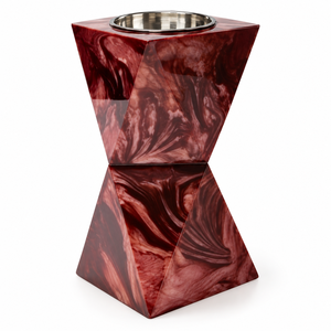 Brûleur d'encens artisanal en résine effet marbre rouge avec insert en acier inoxydable, support d'arôme décoratif moderne, vente en gros - Product Image 1