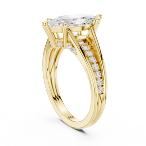Bague de fiançailles en or jaune de luxe avec moissanite taille princesse pour femme, bijoux de mariage élégants, sur mesure - Product Image 3