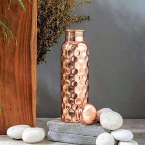 Striped Satin <b>Copper</b> Water <b>Bottle</b> Contemporary Metal <b>Drink</b> Flask Reusable Wellness <b>Bottle</b> Custom Logo OEM ODM Supplier - Product Image 2
