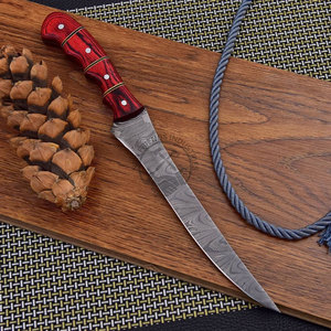 Hermosa Cuchilla de Filetear Damasco de 8 Pulgadas, Hoja Ambidestra, Mango de Madera, Hecha a Medida, Cuchillo de Caza, Pesca, Uso General y Cocina, NUEVO FRIENDS - Product Image 6