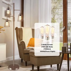 Elegante Lámpara de Pie de Metal con Pantalla de Lino para Dormitorio y Oficina - Product Image 4