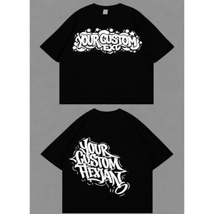 Camiseta personalizada para hombre, estilo urbano, color negro, 100% algodón, talla grande, 300 g/m², hombros caídos, cuello acanalado de alta calidad. - Product Image 4