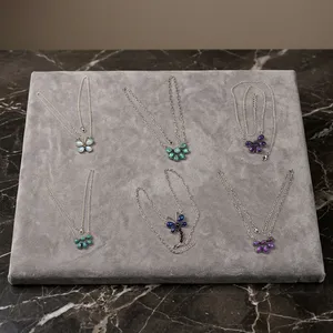 Ensemble de 6 colliers pendentifs en argent sterling 925 avec pierres précieuses colorées, design floral, bijoux en gros pour femmes - Product Image 4