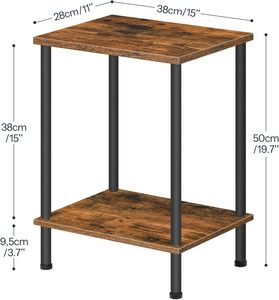 Table, Small Side Table, Nightstand with 2-Layer Storage Shelves, Sofa Table for Small Spaces, Living Room, Bedroom <b>Stable</b> Fram - Product Image 3