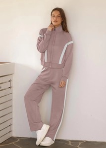 Ensemble de survêtement pour femme grande taille, imprimé ou uni, à capuche, écoresponsable, manches longues, avec cordon de serrage, coupe décontractée, ajustement régulier, côtés à détail - Product Image 6