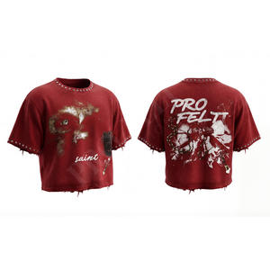 Camiseta de algodón de talla grande para hombre, manga corta, cuello redondo, holgada, estilo hip hop, transpirable, de forro polar, venta al por mayor - Product Image 5