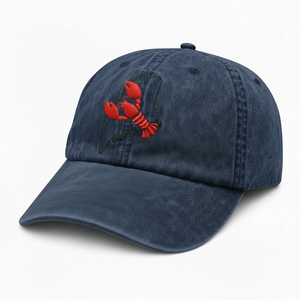 Streetwear Dad Hat 100% Cotton Lobster Embroidery <b>Baseball</b> <b>Cap</b> Maine State Outline Vintage Washed OEM <b>Cap</b> - Product Image 1