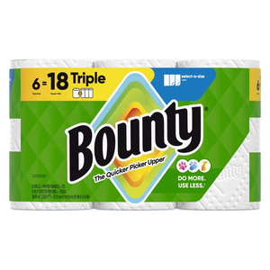 กระดาษเช็ดมือแบบม้วน Bounty Select-A-Size สีขาว, 6 ม้วนแบบสามชั้น, 123 แผ่นต่อม้วน - Product Image 1