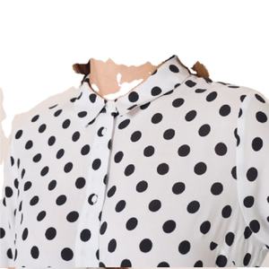 Chemisier Tunique Femme Imprimé Pois Entiers Manches Longues Col Rond Coton Coupe Ample Décontractée Grande Taille Idéal Été - Product Image 4