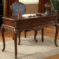 Bureau d'écriture classique de luxe en bois massif, style français antique, pour villa, table de toilette, mobilier sur mesure OEM