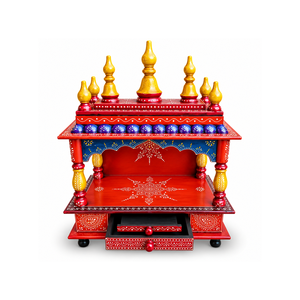 Temple hindou en bois, armoire murale Pooja Mandir, design indien traditionnel, décoration écologique pour mariage, anniversaire, maison ou bureau - Product Image 4