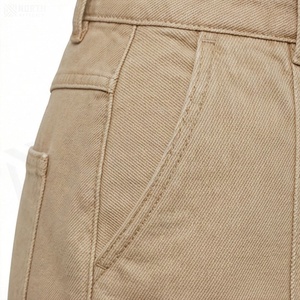 Women's <b>Khaki</b> Pencil Skirt Knee-Length Solid Color Cotton Bamboo Fiber Casual Style With Pocket Regular Waistline - Product Image 5