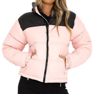Chaqueta acolchada negra personalizada de alta calidad para mujer, con cremallera completa, dobladillo ajustable y acolchado tipo burbuja, para invierno. - Product Image 1
