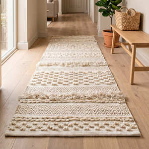 Boho Handwoven Cotton Runner Rug with Yellow Tribal Stripes for Hallway, Bedroom & Modern Home Decoration - Product Image 3